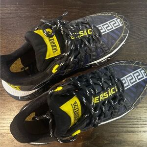 Versace Men's Black and Yellow Sneakers